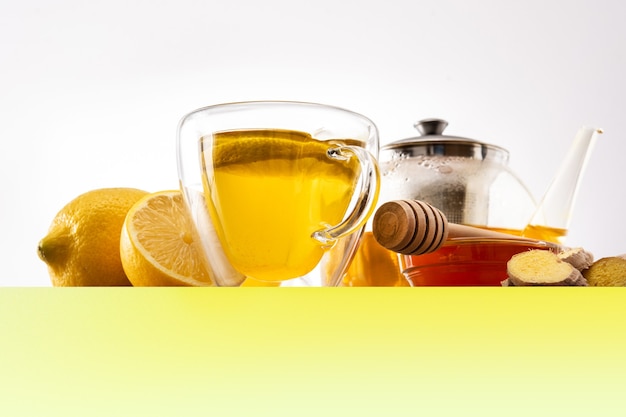 Ginger tea with lemon and honey