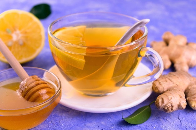 Ginger tea with lemon and honey