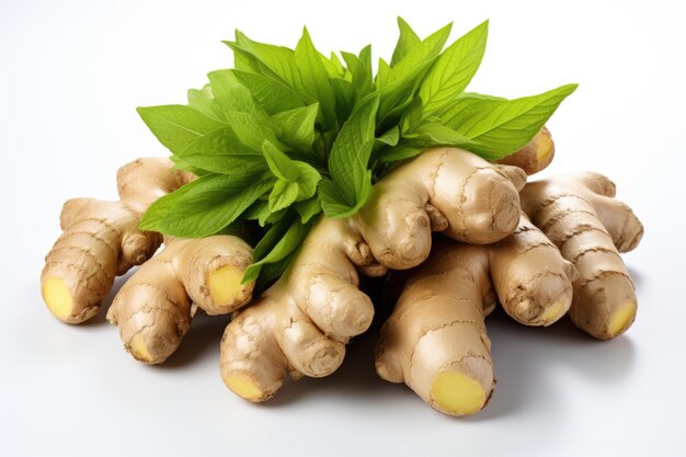 Photo ginger with leaves isolated