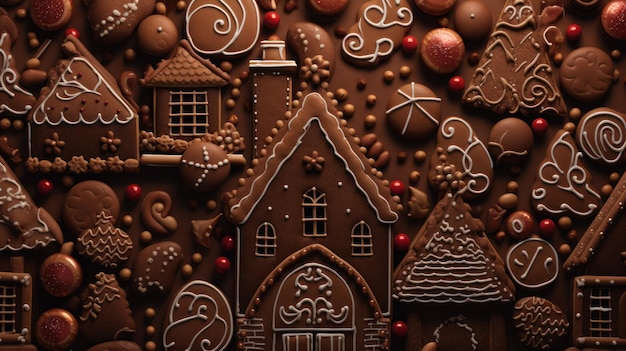 Gingerbread abstract Kerst achtergrond huizen en gember koekjes mannen Winterseizoen traditie bakken