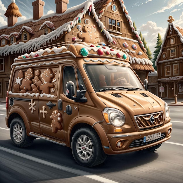 Gingerbread car on road