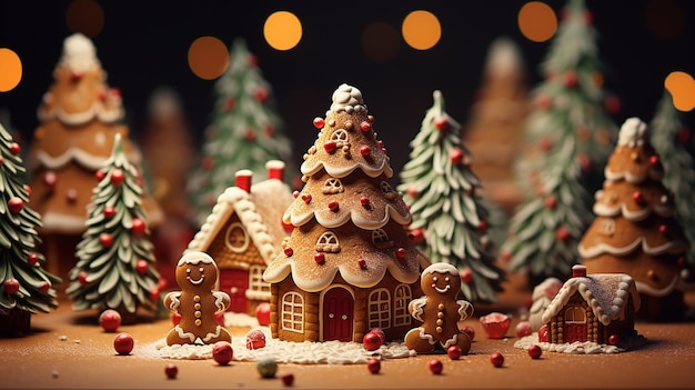 Gingerbread Christmas Delight 3D Clay World met een kerstboom en Little Gingerbread Decoration