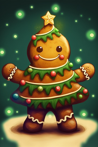 Gingerbread cookie in winter Christmas holiday adventure