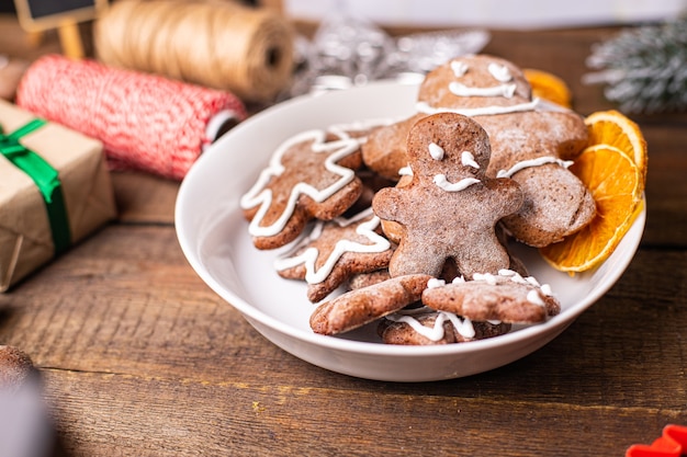 Gingerbread cookies christmas card sweet new year treat dessert cinnamon ginger fresh meal snack