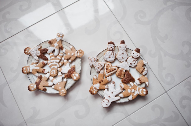 Gingerbread cookies or christmas cookie close up 