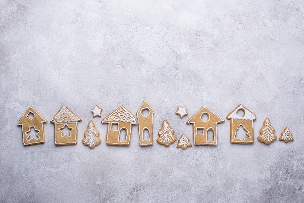 Gingerbread cookies in shape of houses