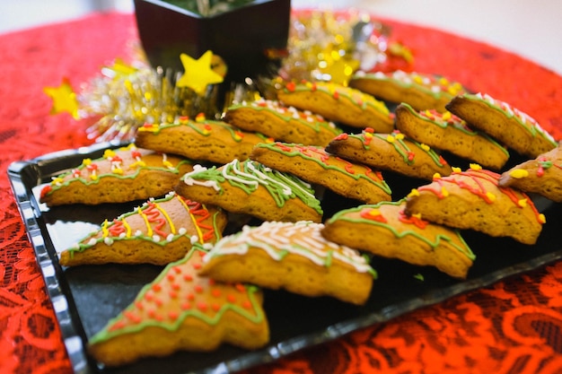 Gingerbread cookies in shape of man on the table