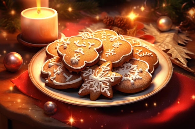 Gingerbread cookies Traditional Christmas dessert Generative Ai