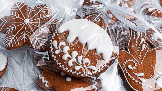 Gingerbread cookies on a white background. High quality photo