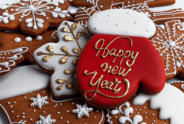 Gingerbread cookies on a white background. High quality photo