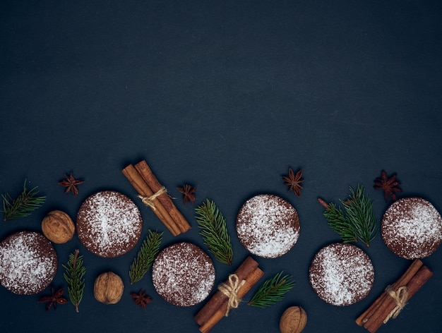 Gingerbread cookies with spices and decorations