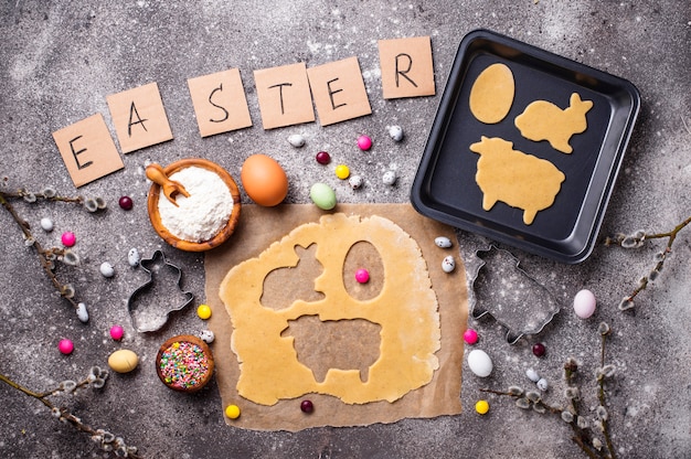 Gingerbread dough for cooking Easter cookies