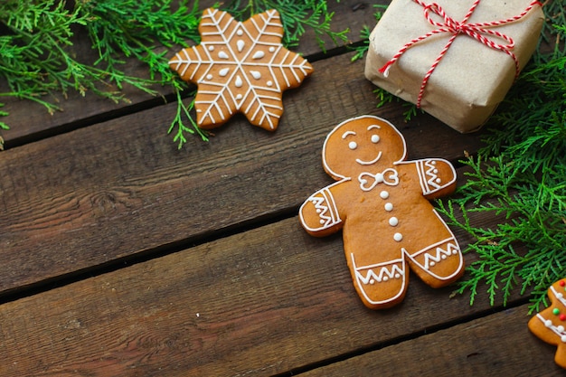 Photo gingerbread. gifts and holiday, christmas happy new year