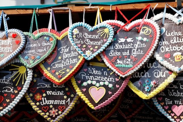 Gingerbread hearts Oktoberfest Munich beer festival Bavaria Germany