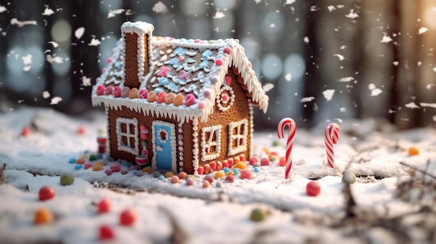 Gingerbread house at christmas day generative ai