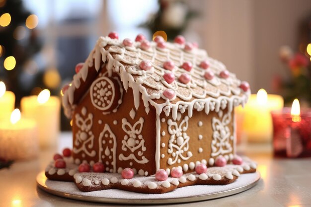 Gingerbread house on the Christmas table