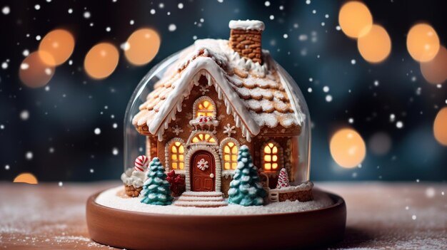 Gingerbread house on the christmas table