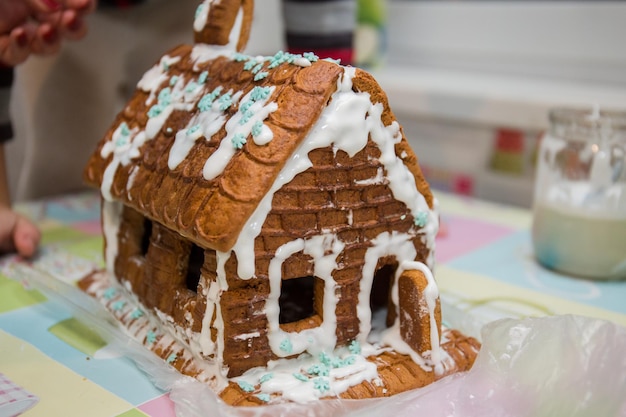 Gingerbread house for a holiday on the table