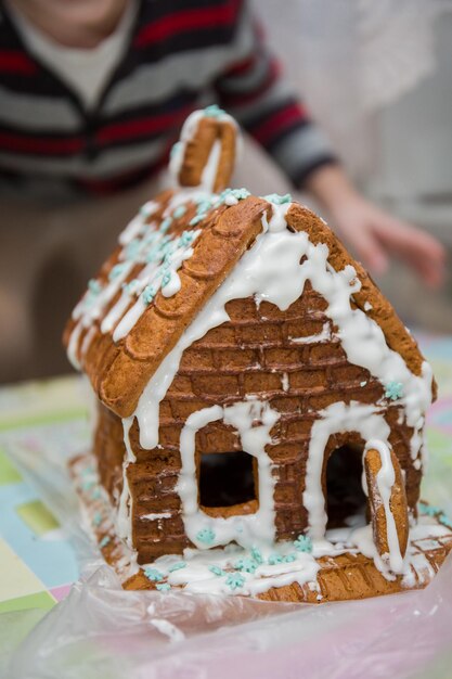 Gingerbread house for a holiday on the table