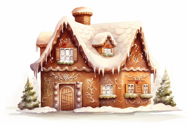 Premium AI Image  Watercolor Room of Haitian Gingerbread House