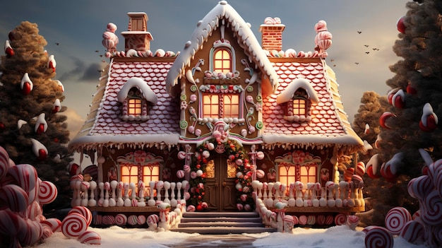 Gingerbread House with Candy Decorations