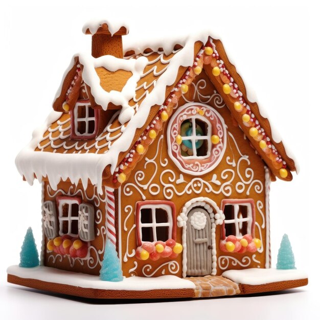 a gingerbread house with a gingerbread house on the front.