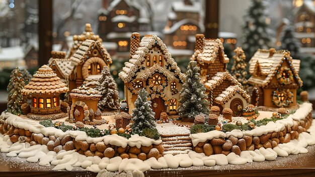 a gingerbread house with a house on the front