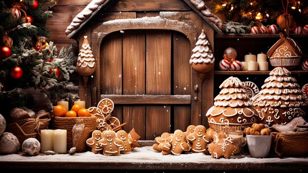 Foto gingerbread koekjes kerst achtergrond