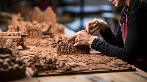 Gingerbread Magic Een vrouwelijke handen weven betoverende suiker sprookjes