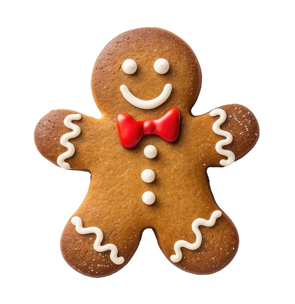 Gingerbread man cookie geïsoleerd op witte achtergrond Generatieve AI