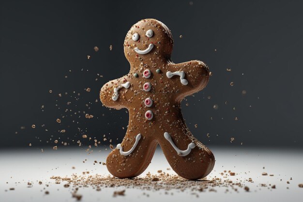 Gingerbread man on a dark background Christmas and New Year concept