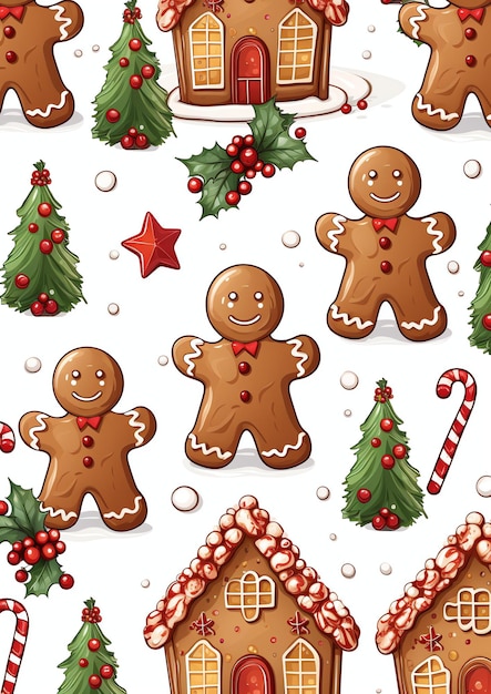 Gingerbread Men watercolor winter border