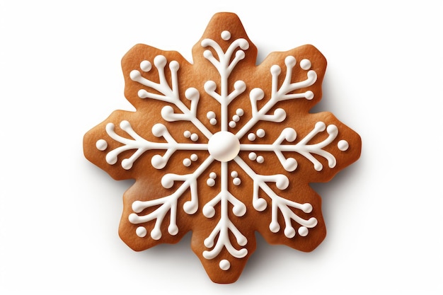 Gingerbread Snowflake Cookie single cartoon style on white background AI generated