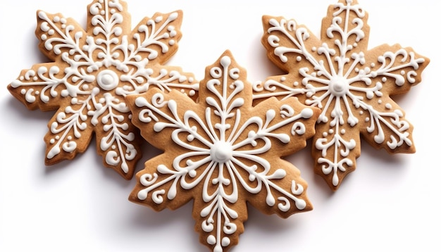 Gingerbread snowflake cookies Cookies gingerbread in shape of star and snowflake with sugar glazed