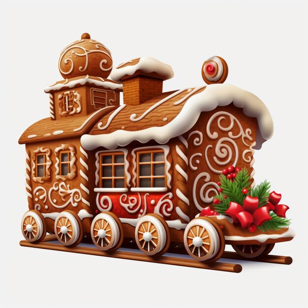 Photo gingerbread train on white background