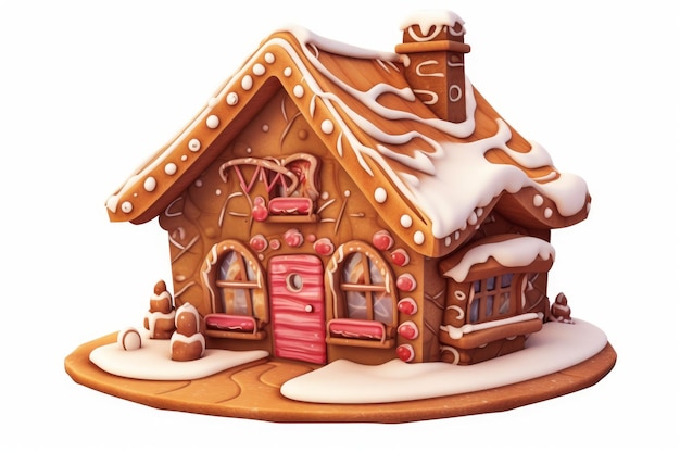 Photo gingerbread village cookie cartoon style isolated on white background ai generated