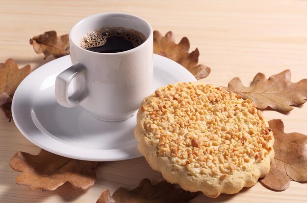 Gingerbread with nuts and coffee