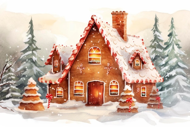 Gingerbreads Christmas mood watercolor