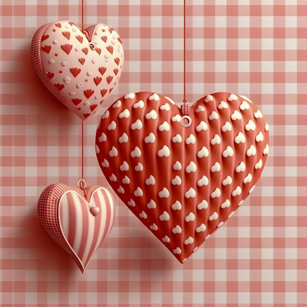 Gingham Love Valentine's hearts hanging pattern