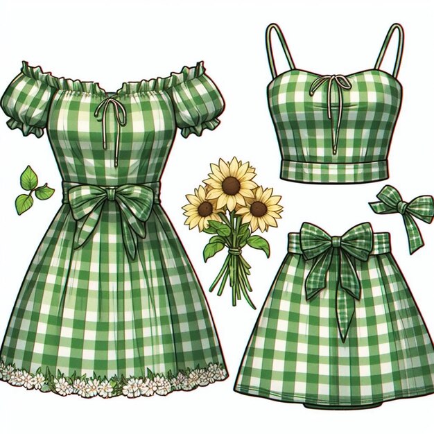 Gingham Mini jurk illustratie