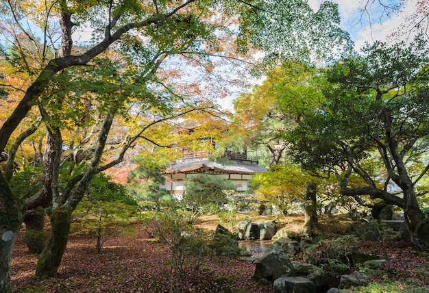 写真 京都の紅葉の銀閣寺