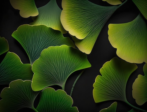 Ginkgo biloba groene bladeren achtergrond gemaakt met generatieve AI-technologie