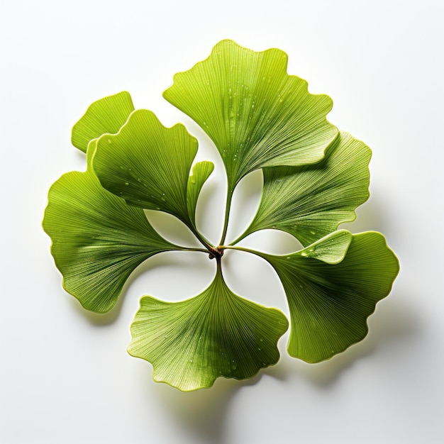 Ginkgo Biloba Leaves Isolatedphotorealistic Hd On White Background