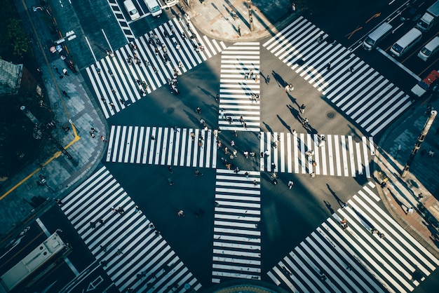 Foto ginza cross a tokyo. vista dall'alto