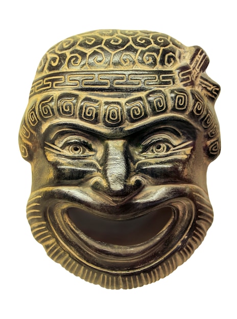 Gips theatraal masker oud Rome geïsoleerd op wit