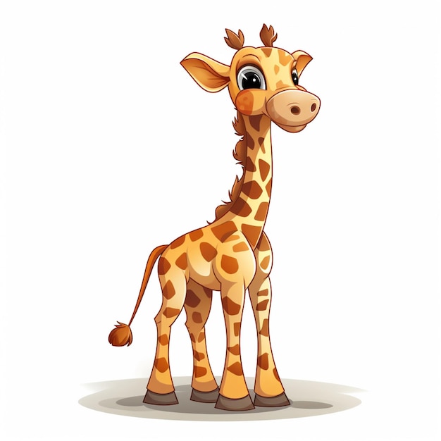 Giraffe 2d cartoon vector illustration on white background