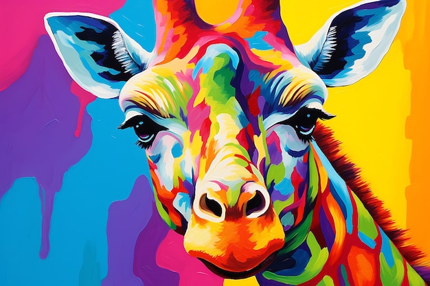 Giraffe airbrush schilderij