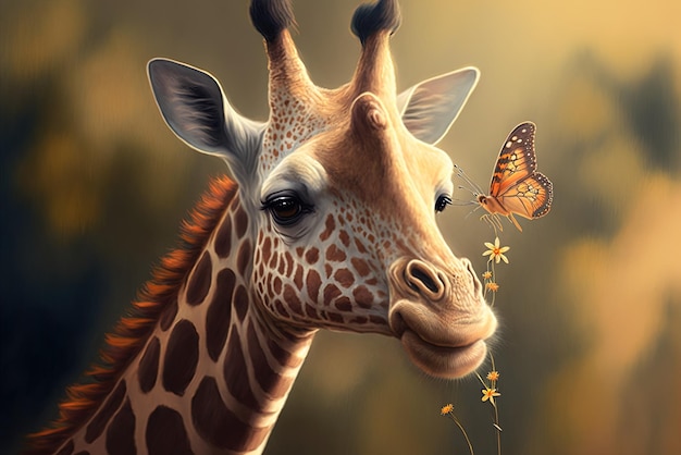 The giraffe and the butterflies are really cute