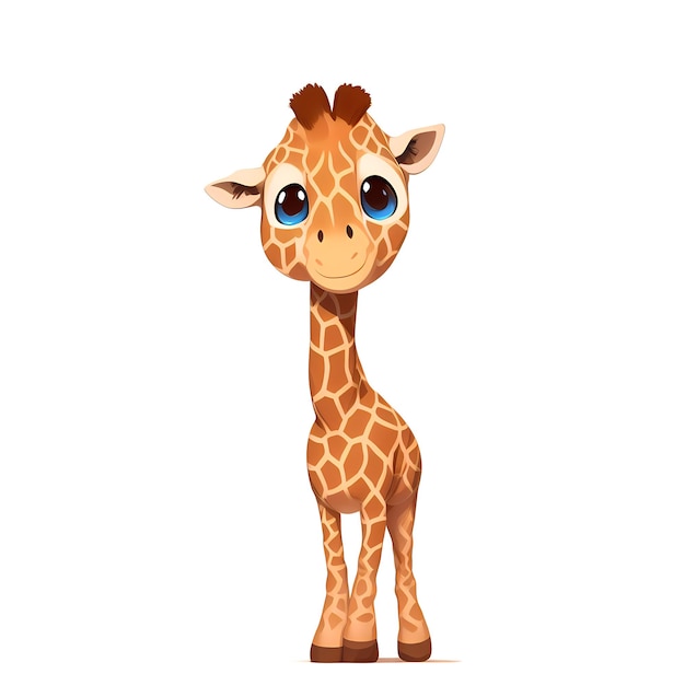 Giraffe Cartoon character Cute little animal illustration on white background AI