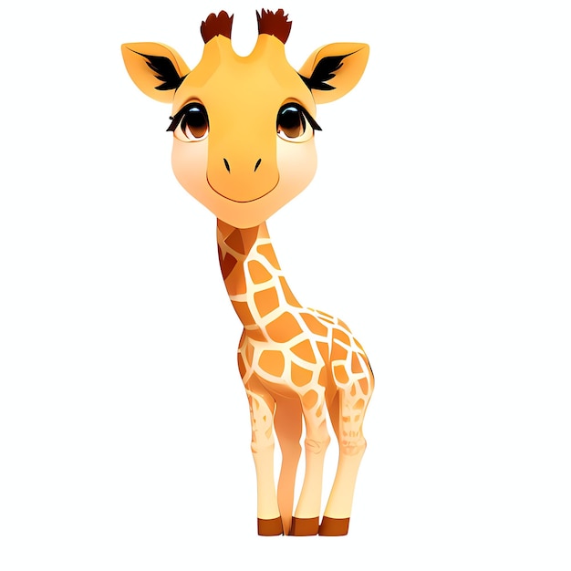 Giraffe Cartoon karakter Schattige kleine dieren illustratie op witte achtergrond AI